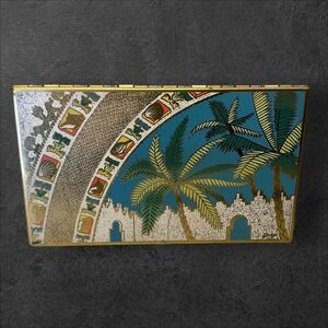 Vintage Volupte USA Gaige Sascha Palm Tree Cigarette Case MCM Enamel